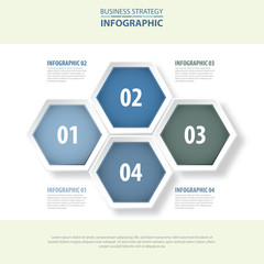 Wall Mural - 4 modern and clean hexagon design elements Business Infographics