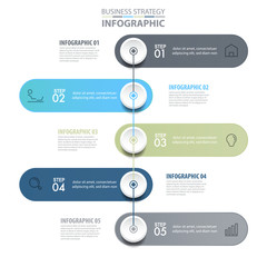Wall Mural - 5 steps modern and clean Business Infographics design template