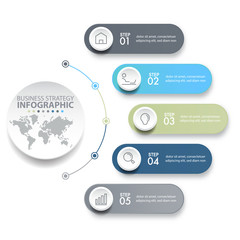 Wall Mural - 5 steps modern and clean Business Infographics design template