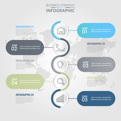 Wall Mural - 5 steps modern and clean Business Infographics design template
