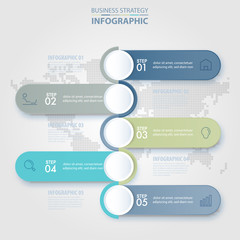 Wall Mural - 5 steps modern and clean Business Infographics design template