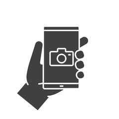 Sticker - Hand holding smartphone glyph icon