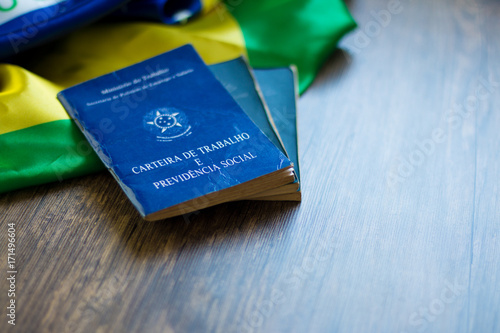 Fotografie, Tablou Brazilian portfolio on the Brazilian flag and table