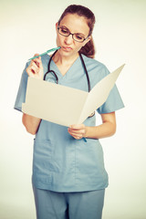 Wall Mural - Nurse Holding File Chart