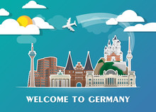 Germany Landmark Global Travel And Journey Paper Background. Vector Design Template.used For Your Advertisement, Book, Banner, Template, Travel Business Or Presentation