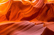 Beautiful, abstract, red rock shapes in Antelope Canyon, on a bright sunny day in summer