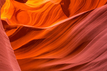 Beautiful abstract red sandstone formations in the Antelope Canyon, Arizona