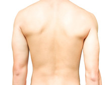 Closeup Back Of Man On White Background Beauty Healthy Skin Care Concept