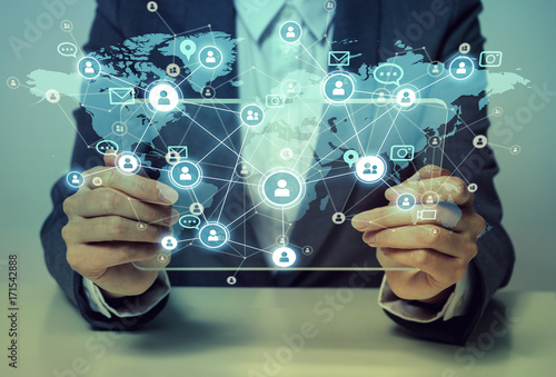 Fotografía Social networking service concept