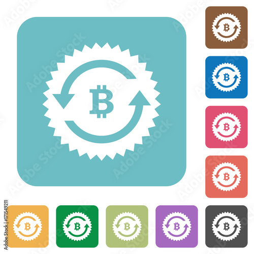 Bitcoin Pay Back Guarantee Sticker Rounded Sq!   uare Flat Icons Buy - 