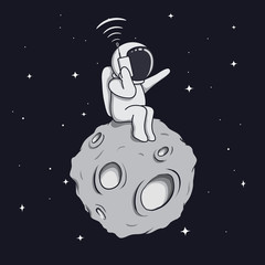 Wall Mural - astronaut calls by mobile phone