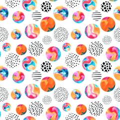 Canvas Print - Watercolor circles simple seamless pattern