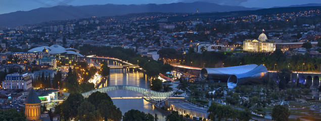 Wall Mural - view to the night city in Georgia