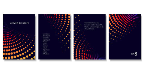 Wall Mural - Set of Geometric Backgrounds of Colorful Dots. Modern Vector Illustration without Transparency. 