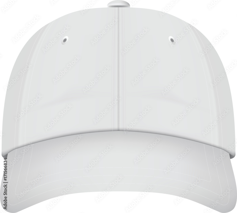 Realistic Front View White Baseball Cap Isolated On A White Background ...