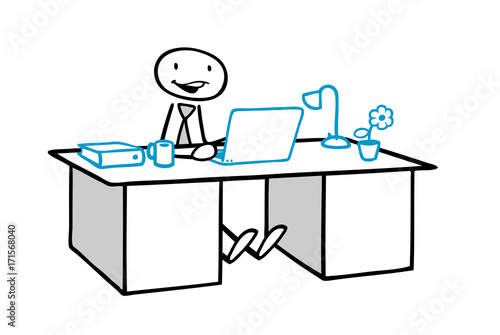Mann Sitzt An Einem Aufgeraumten Schreibtisch Buy This Stock Illustration And Explore Similar Illustrations At Adobe Stock Adobe Stock