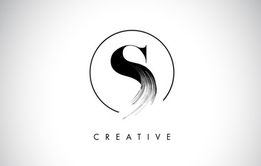 Wall Mural - s brush stroke letter logo design. black paint logo leters icon.