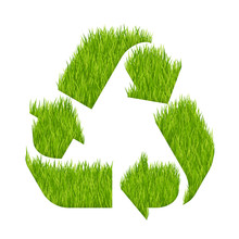 Recycle Sign Made With Green Grass. Vector Illustration.