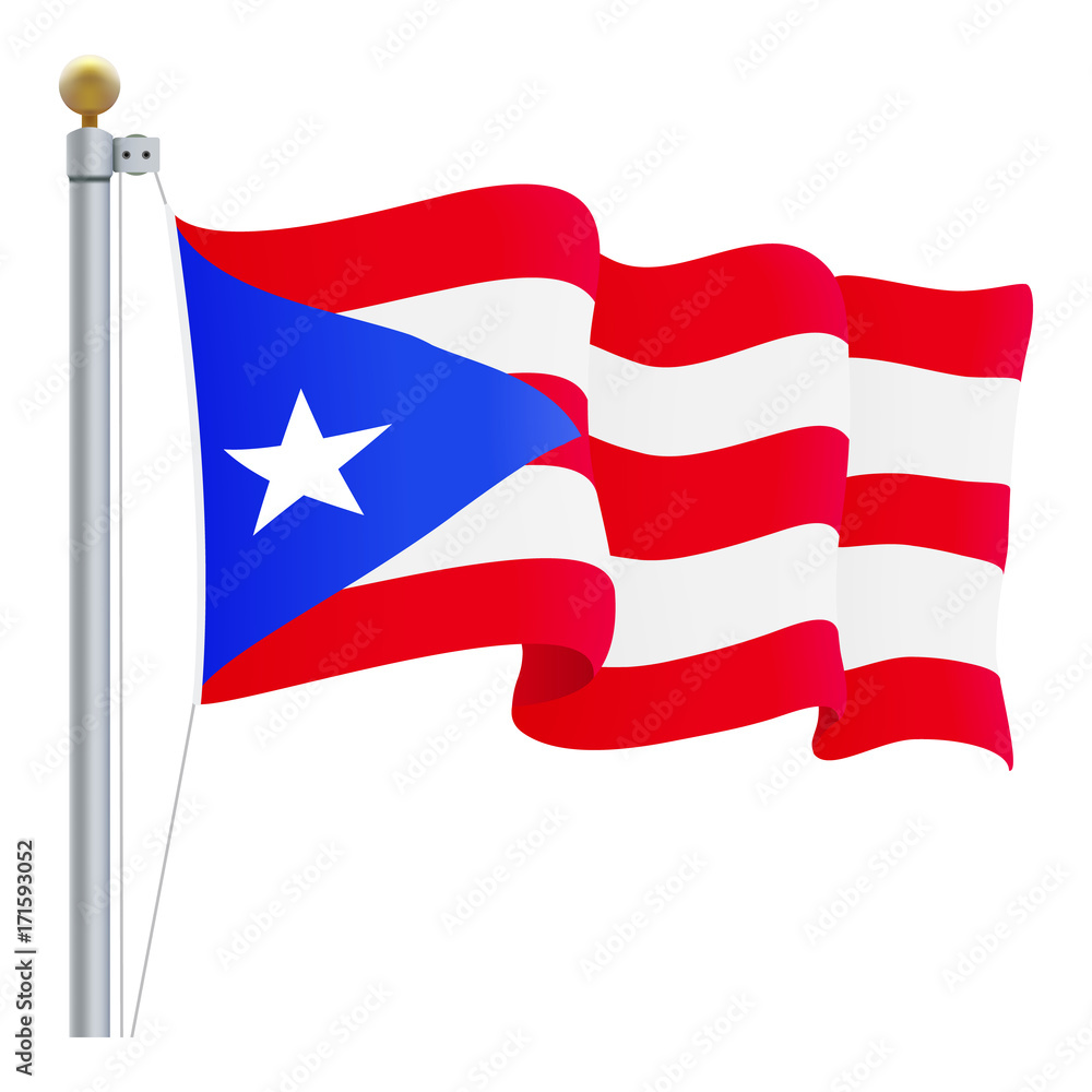 Waving Puerto Rico Flag Isolated On A White Background. Vector ...