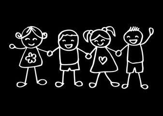 Wall Mural - little kids holding hands