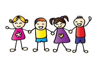 Wall Mural - little kids holding hands