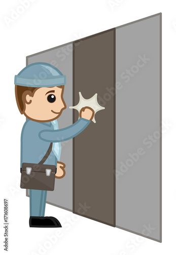 Cartoon Postman Knocking Door Buy This Stock Vector And
