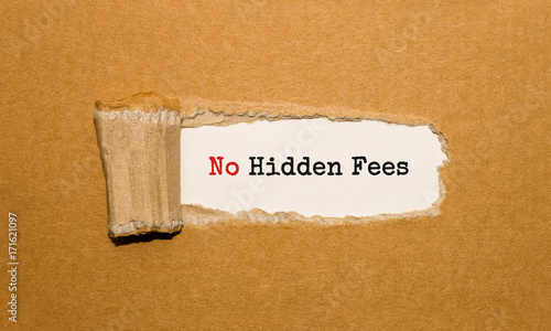 Fotografía The text No Hidden Fees appearing behind torn brown paper