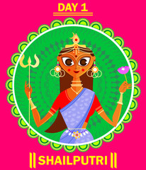 illustration of Goddess for Navaratri  and durga pooja with name and date(Happy Dussehra)