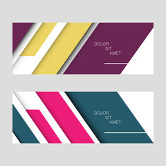 Two abstract vector banner design with modern color line style