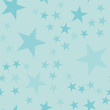 © Begin Again - Turquoise stars seamless pattern on light blue background. Uncommon endless random scattered turquoise stars festive pattern. Modern creative chaotic decor. Vector abstract illustration.