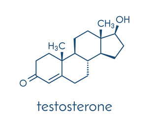 Poster - Testosterone male sex hormone (androgen) molecule. Skeletal formula.