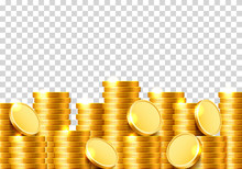 A Lot Of Coins On A Transparent Background. Vector Illustration