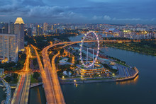Aerial View Of Marina Bay , Singapore
