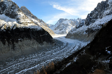 Wall Mural - The Panoramic Mer de Glace in the Alps, close to Chamonix