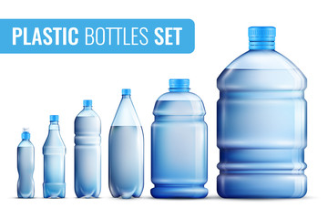 Poster - plastic bottles icon set