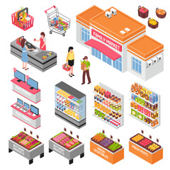 Wall Mural - Supermarket Isometric Set