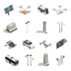 Sticker - Smart City Technology Isometric Icons Set 