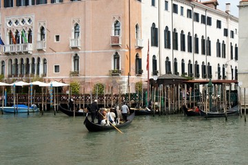 Venice. Traghetto (ferry gondola) crossing the Grand Canal.