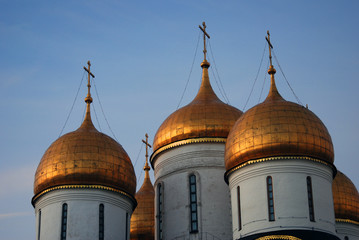 Moscow Kremlin. Blue sky background.