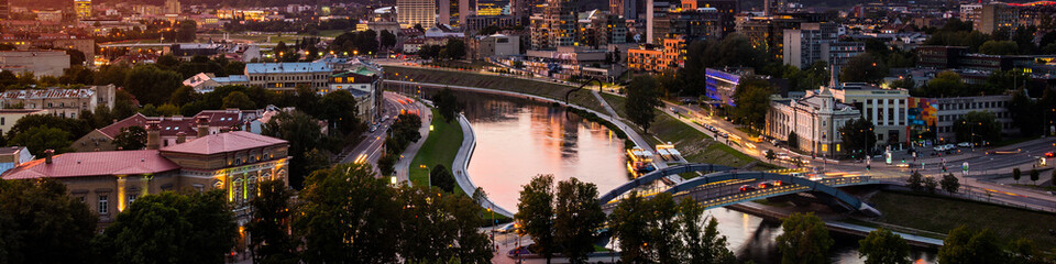 Wall Mural - Aerial view of Vilnius, Lithuania at sunset