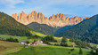 Geisler or Odle mountain peaks in the Dolomites at the Golden Hour, Italy, HDR