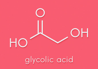 Poster - Glycolic acid (hydroacetic acid) molecule. Skeletal formula.