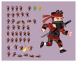 Red Ninja Flat Cartoon Game Character Sprite