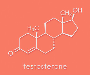 Poster - Testosterone male sex hormone (androgen) molecule. Skeletal formula.