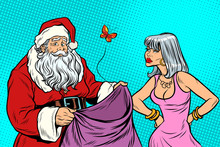 Santa Claus Without Gifts And Angry Woman