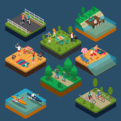 Sticker - Isometric Activity People Composition