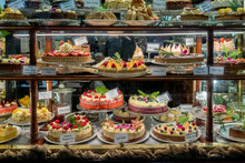Cake Display In A Patisserie