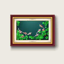 Koi Fish Picture In Gold Picture Frame 