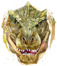 Dinosaur Watercolor Illustration.