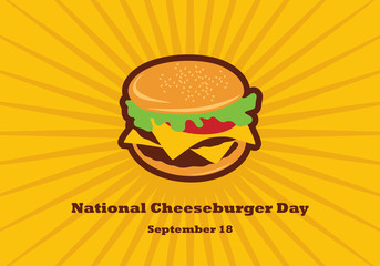 National Cheeseburger Day vector. Burger cartoon. Cheeseburger vector. Important day